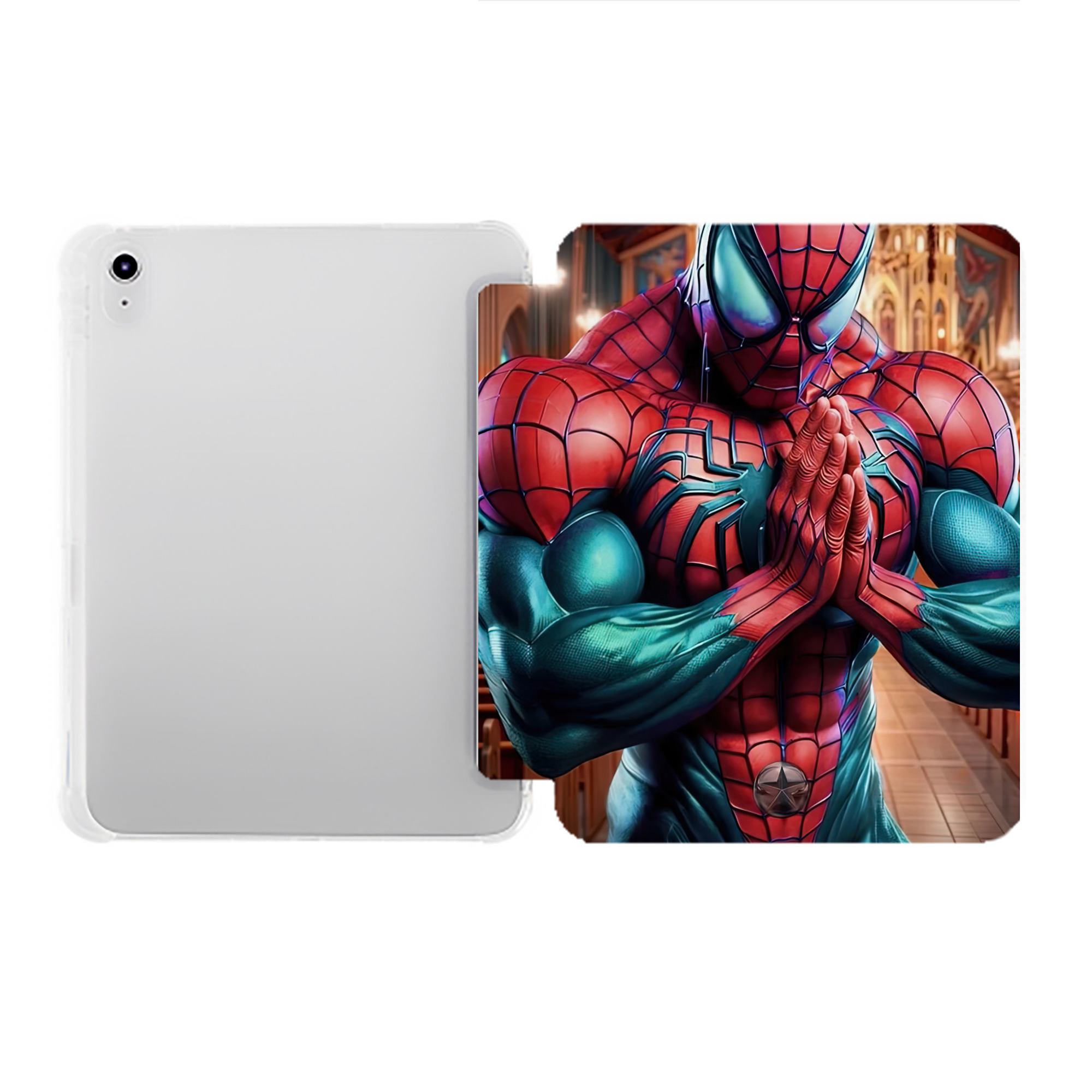 （画像用） Spider Man スパイダーマン IPad ケース ペン収納付き 三つ折りスタンド PUレザー×シリコン 対応機種9.5/10.5/10.9インチ